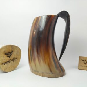 Viking Drinking Horn Mug - Brownish Red and White Color