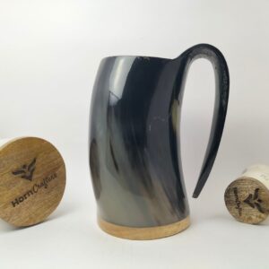 Viking Drinking Horn Mug - Black and Grey Color