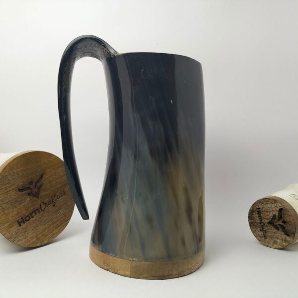 Viking Drinking Horn Mug - Black and Grey Color