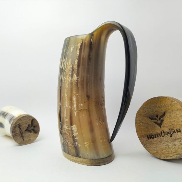 Viking Drinking Horn Mug - Natural Finish Color