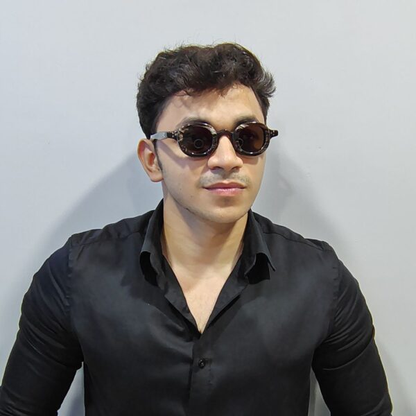 Man wearing Horn Rimmed Custom Sunglasses