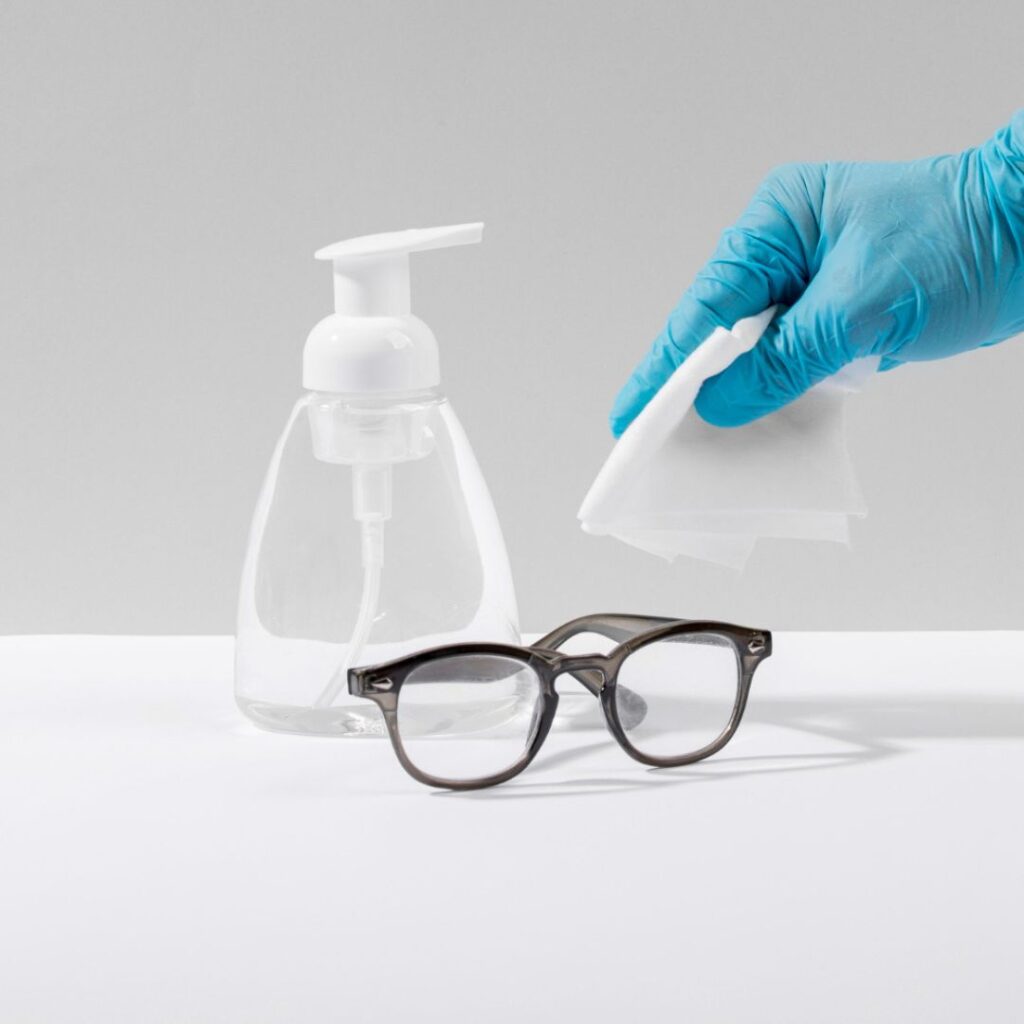 image of cleaning eyeglasses