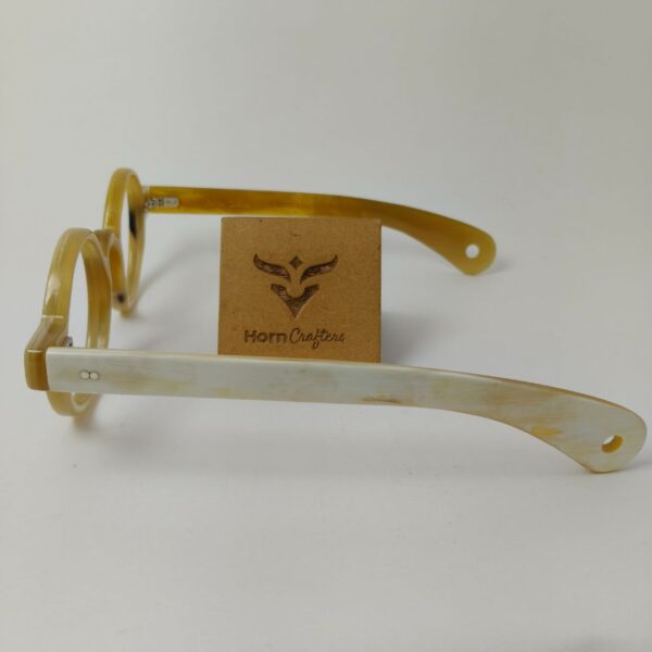 horn rimmed round eyeglasses