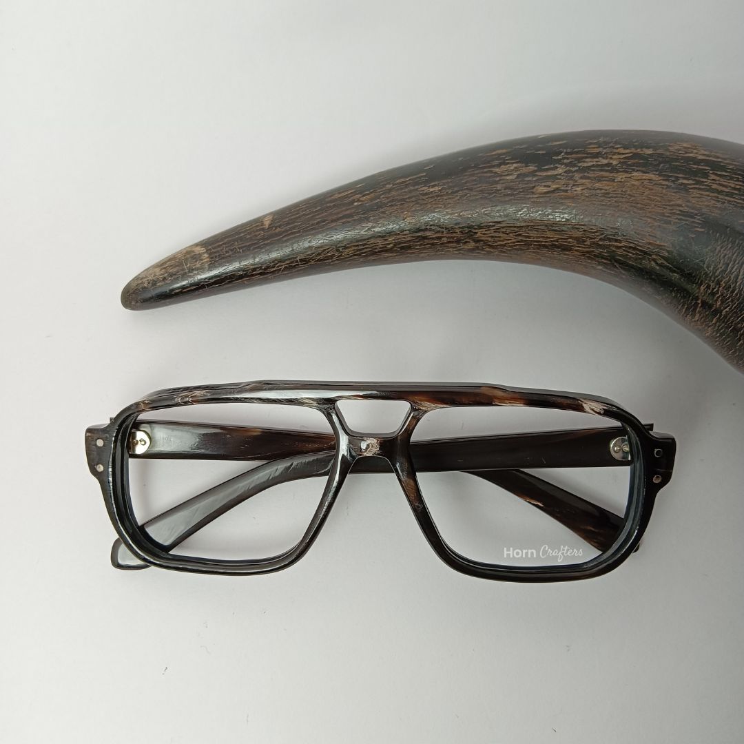 Genuine horn rimmed reading glasses for Men kept aside natural horn